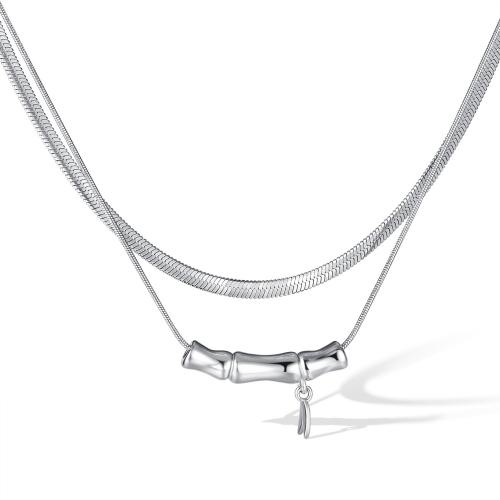 Collana in acciaio inossidabile, 316 acciaio inox, with ottone, with 5.5CM extender chain, placcato, per la donna, color platino, Lunghezza Appross. 46.5 cm, Venduto da PC