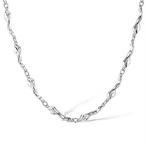 Collier en laiton, avec 5CM chaînes de rallonge, Placage, pour femme, couleur platine, Longueur Environ 49.5 cm, Vendu par PC