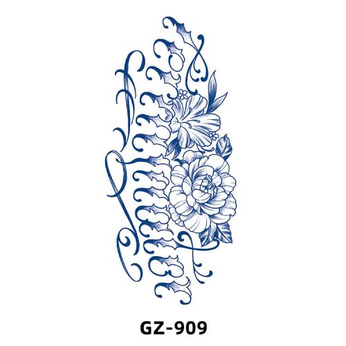 Naklejka tatuażu, Papier, obraz naniesiony wodą, różne wzory do wyboru, niebieski, 110x180mm, 10/wiele, sprzedane przez wiele