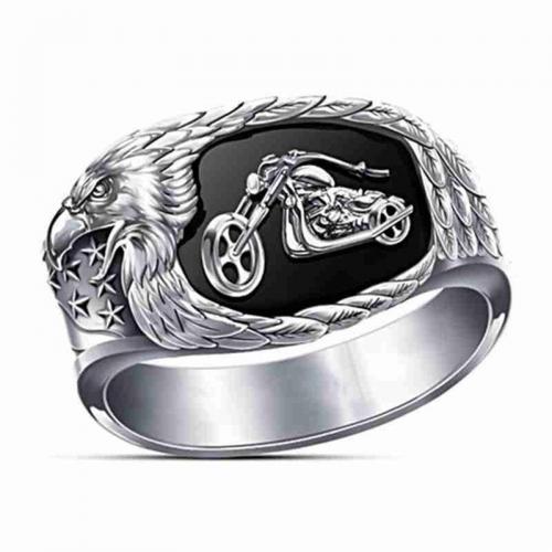 Zinc Alloy Finger Ring, plated, different size for choice & for man & enamel, silver color, Sold By PC