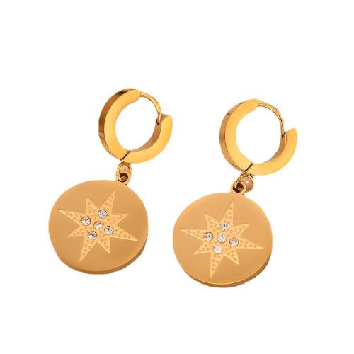 Partículas de acero Huggie Pendiente aro de la gota, chapado en color dorado, diferentes estilos para la opción & para mujer & esmalte & con diamantes de imitación, earring length 30-65mm, Vendido por Par