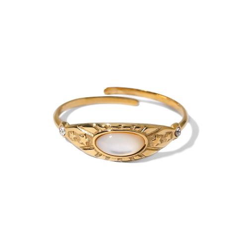 304 roestvrij staal Manchet Finger Ring, met Hars, 14K vergulde, verschillende stijlen voor de keuze & micro pave zirconia & voor vrouw, Verkocht door PC