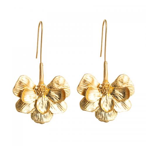 Zinc Alloy Drop Earring, Flower, forgyldt, mode smykker & for kvinde, flere farver til valg, 40x75mm, Solgt af par