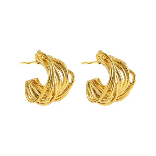 Roestvrij staal Stud Earrings, 304 roestvrij staal, mode sieraden & voor vrouw, gouden, 26x24mm, Verkocht door pair