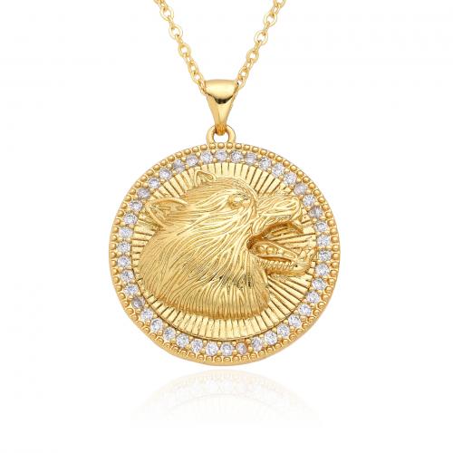 Cubic Zircon Micro Pave Brass Necklace gold color plated fashion jewelry & micro pave cubic zirconia & for woman nickel lead & cadmium free Length Approx 41-50 cm Sold By PC