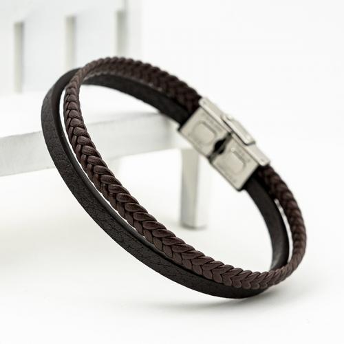 PU Leather Cord Bracelets with Zinc Alloy fashion jewelry & for man Length 21 cm Sold By PC