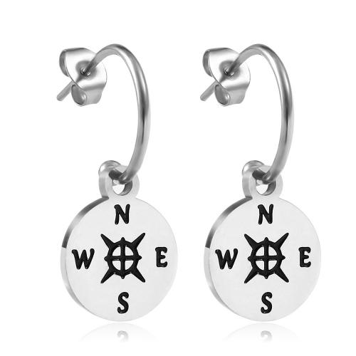 Stainless Steel Drop Earring 304 Stainless Steel Compass fashion jewelry & for woman original color Sold By Pair