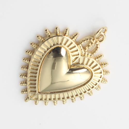 Brass Heart Riipukset, Messinki, Sydän, kullan väri kullattu, tee-se-itse, nikkeli, lyijy ja kadmium vapaa, 31.60x25.40x4.30mm, Myymät PC