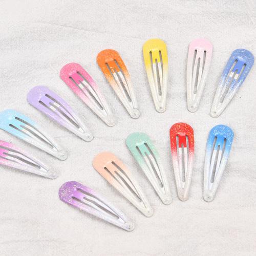 Clips del Pelo, aleación de zinc, barniz de secado al horno, Chica & gradiente de color & pegamento de gota, más colores para la opción, libre de níquel, plomo & cadmio, 50mm, 6PCs/Grupo, Vendido por Grupo