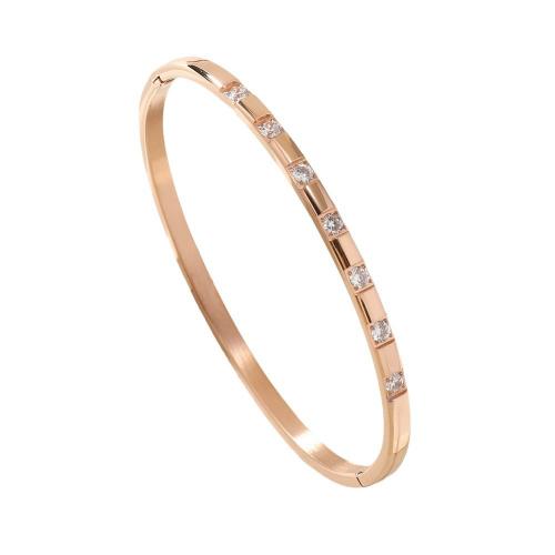 Brazalete del acero inoxidable, acero inoxidable 304, chapado, micro arcilla de zirconia cúbica & para mujer, más colores para la opción, Vendido por UD