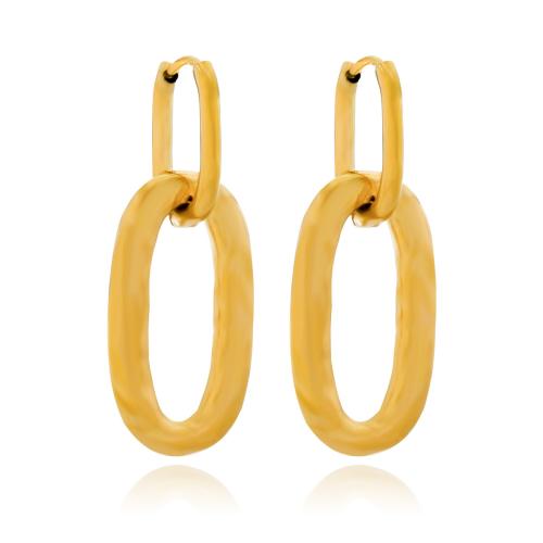 Huggie hoepel Drop Earrings, 304 roestvrij staal, Ovaal, mode sieraden & voor vrouw, gouden, 14x36mm, Verkocht door pair