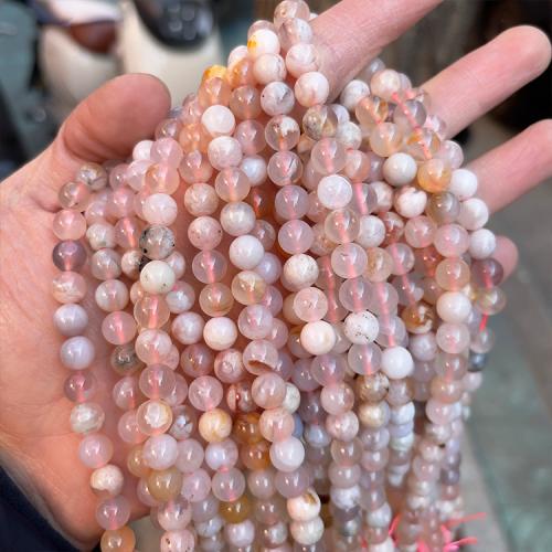 Perles agates, Agate aux fleurs de cerisier blanc, Rond, poli, DIY & normes différentes pour le choix, rose, Vendu par Environ 38 cm brin