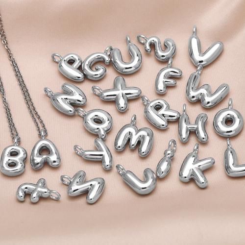 Collier en laiton, avec 5cm chaînes de rallonge, Lettre d’alphabet, Placage, bijoux de mode & modèles différents pour le choix, argent, protéger l'environnement, sans nickel, plomb et cadmium, Longueur 45 cm, Vendu par PC