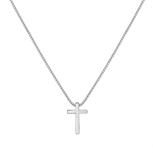 Brass Necklace with 2.7 Inch extender chain Cross plated fashion jewelry & for woman original color nickel lead & cadmium free Length Approx 15.7 Inch Sold By PC