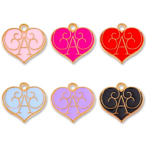 Zinc Alloy Enamel Pendants Heart gold color plated DIY nickel lead & cadmium free Sold By Bag