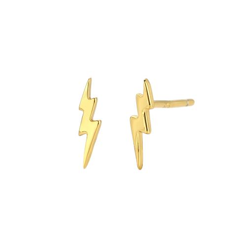 925 Sterling Silver Stud Earrings Lightning Symbol plated for woman Sold By Pair