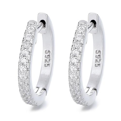 Cubic Zirconia Micro Pave Sterling Silver Earring 925 Sterling Silver plated micro pave cubic zirconia & for woman Sold By Pair