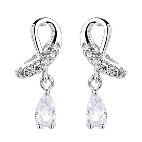 Cubic Zirconia micro pavimenta Sterling Silver Earring, 925 argento sterlina, placcato, Micro spianare cubic zirconia & per la donna, nessuno, 16x5mm, Venduto da coppia