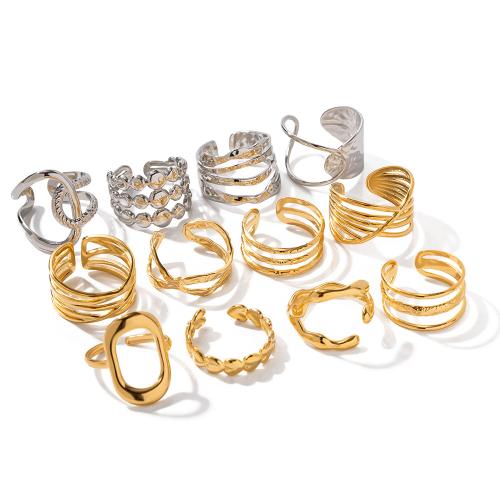 Aço inoxidável 304 Cuff Ring Finger, banhado, Vario tipos a sua escolha & para mulher, vendido por PC