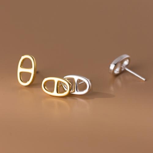 925 Sterling Sølv Stud Earring, forgyldt, for kvinde & hule, flere farver til valg, 6x11mm, Solgt af par