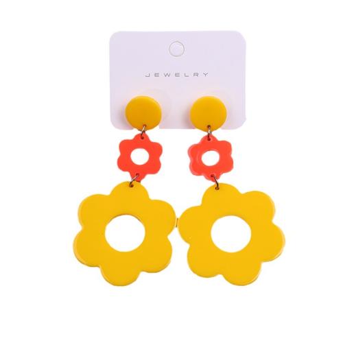 Akryl Drop Earring, Flower, malede, for kvinde & hule, flere farver til valg, 40x80mm, Solgt af par