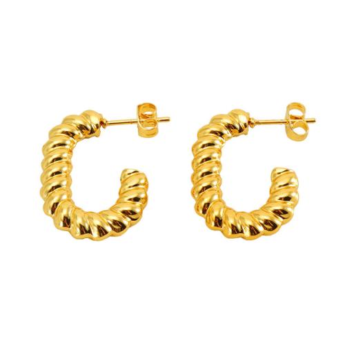 Stainless Steel Stud Earrings 304 Stainless Steel 18K gold plated fashion jewelry & for woman golden Sold By Pair