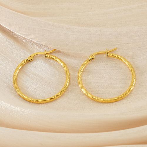 Mens Stainless Steel Hoop Earring, 304 rustfrit stål, mode smykker & for kvinde, gylden, 30x30mm, Solgt af par