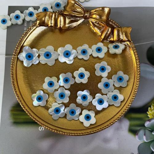 Perles de bijoux mode Evil Eye, Lèvre blanche, fleur, DIY & normes différentes pour le choix & émail, couleurs mélangées, 5PC/sac, Vendu par sac