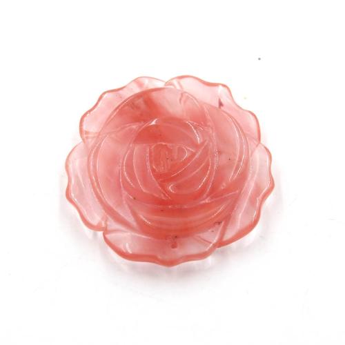 Gemstone Pendants Jewelry Natural Stone Rose Carved DIY Sold By PC