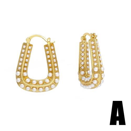 Brass Leverback Earring with Plastic Pearl plated fashion jewelry golden nickel lead & cadmium free Sold By Pair