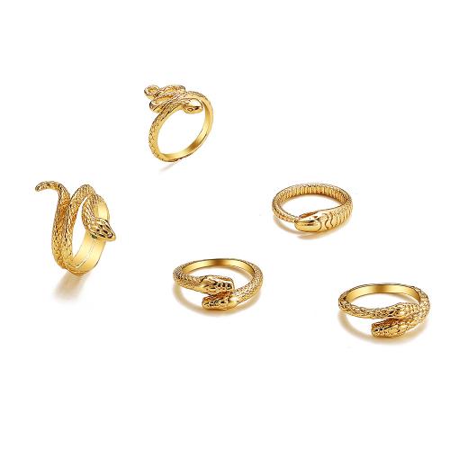 Zink Alloy Ring Set, med Kristall, plated, 5 stycken & mode smycken & för kvinna, guld, nickel, bly och kadmium gratis, Säljs av Ställ