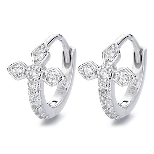 Cubic Zirconia micro pavimenta Sterling Silver Earring, 925 argento sterlina, placcato, Micro spianare cubic zirconia & per la donna, nessuno, 11x12mm, Venduto da coppia