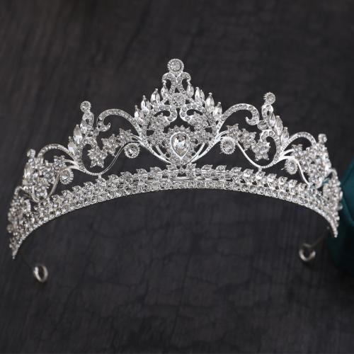 Tiaras, Cinko lydinys, padengtą, Bižuterijos & moters & su Kalnų krištolas, daugiau spalvų pasirinkimas, nikelio, švino ir kadmio nemokamai, diameter 140mm, height 70mm, arc length 300mm, Pardavė PC