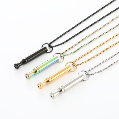 Collier d'acier titane, gravé, bijoux de mode & unisexe & styles différents pour le choix, plus de couleurs à choisir, 50x7mm, Vendu par Environ 60 cm brin