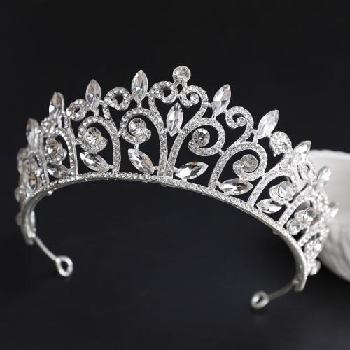 Diadema, lega in zinco, with cristallo, placcato color argento, gioielli di moda & per la donna & con strass, argento, assenza di nichel,piombo&cadmio, diameter 140mm, height 75mm, arc length 280-300mm, Venduto da PC