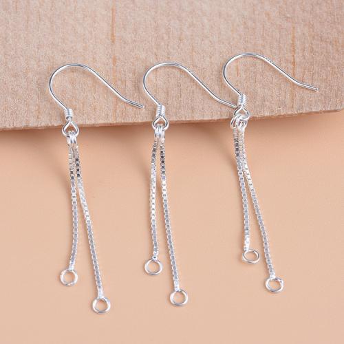 925 Sterling Silver Earring Drop, 925 Sterling Zilver, plated, DIY, zilver, 47mm, Verkocht door pair