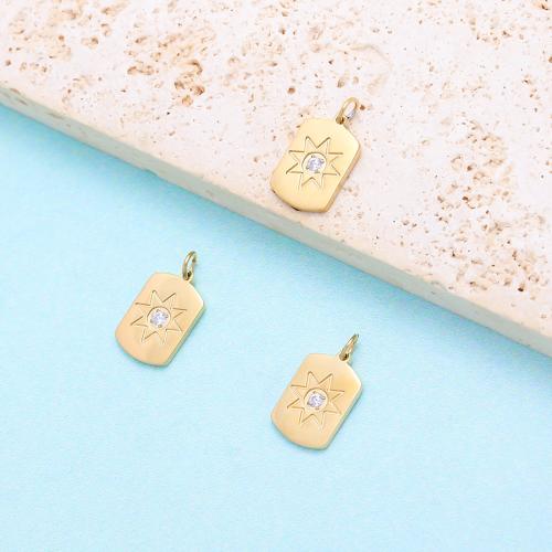 Roestvrijstaal Hart Hangers, 304 roestvrij staal, DIY & micro pave zirconia, gouden, Verkocht door PC