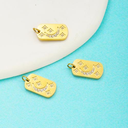 Stainless Steel Heart Pendants 304 Stainless Steel Vacuum Ion Plating DIY & micro pave cubic zirconia golden Sold By PC