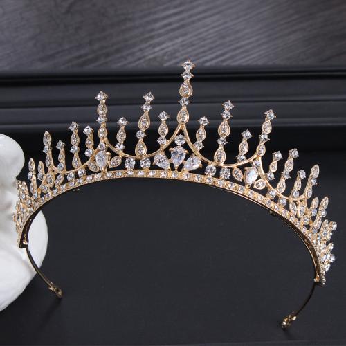 Tiaras, liga de zinco, micro pavimento em zircônia cúbica & para mulher & com strass, dourado, níquel, chumbo e cádmio livre, diameter 150mm, height 58mm, arc length 280-300mm, vendido por PC