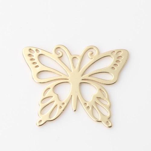 Colgantes de la joyería de cobre amarillo, metal, Mariposa, chapado en color dorado, Bricolaje, libre de níquel, plomo & cadmio, 25.90x20.90x0.80mm, Vendido por UD