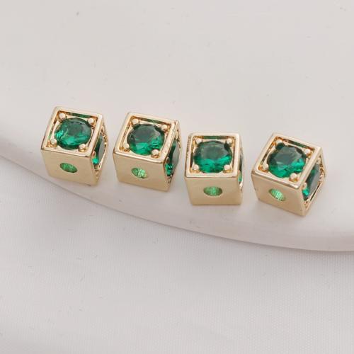 Cubic Zirconia grânulos de latão Micro Pave, cobre, Praça, cromado de cor dourada, DIY & micro pavimento em zircônia cúbica, Mais cores pare escolha, níquel, chumbo e cádmio livre, 7mm, vendido por PC