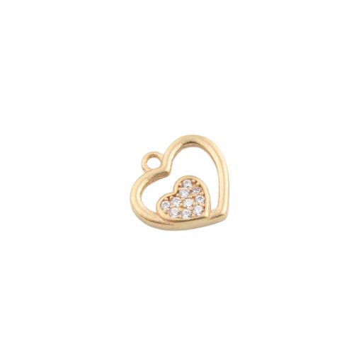 Cubic Zirconia Micro Pave Brass Pendant Heart plated DIY & micro pave cubic zirconia golden Sold By Lot