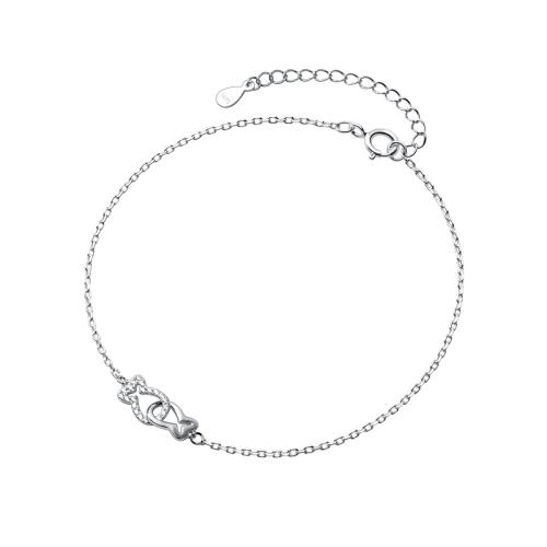 Argent sterling 925 bracelet de cheville, avec 2.2inch chaînes de rallonge, poisson, pour femme & avec strass & creux, Longueur Environ 10.6 pouce, Vendu par PC