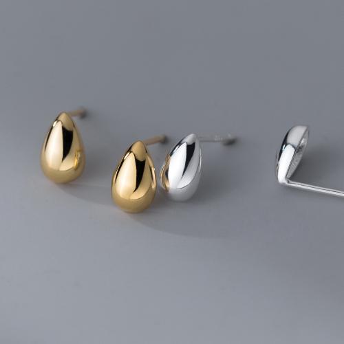 925 sterling silver Stud Earring, Dropp, plated, mode smycken & för kvinna, fler färger för val, 5x8mm, Säljs av Par