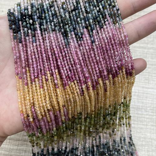 Gemstone Jewelry Beads Tourmaline Round fashion jewelry & DIY & faceted mixed colors 2mm Sold Per Approx 38 cm Strand