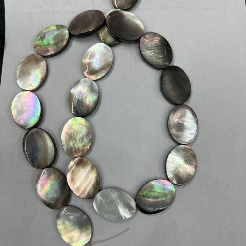 Svart Snäckskalspärlor, Svart Shell, Flat Oval, mode smycken & DIY, blandade färger, 15x20mm, Ca 6PC/Strand, Säljs av Strand