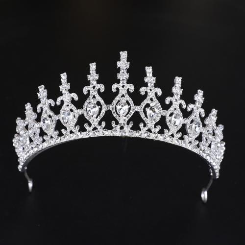 Tiaras, Sinc Alloy, dath airgid plated, jewelry faisin & do bhean & le rhinestone, airgid, nicil, luaidhe & caidmiam saor in aisce, diameter 140mm, height 70mm, arc length 280-300mm, Díolta De réir PC