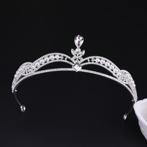 Diadema, lega in zinco, with cristallo & perla in plastica, gioielli di moda & per la donna & con strass, nessuno, assenza di nichel,piombo&cadmio, 140x70mm, Venduto da PC