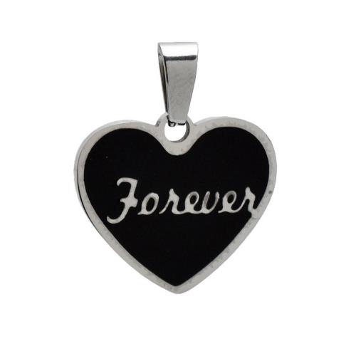 Stainless Steel Heart Pendants 304 Stainless Steel DIY & enamel black Sold By PC