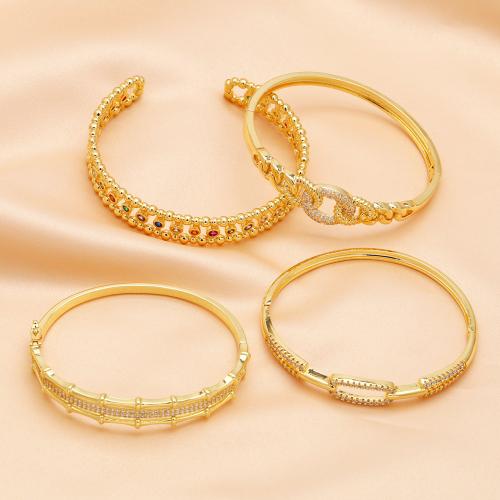 Cilindrata Zircone Bracciale in ottone micro pavimenta, placcato, gioielli di moda & diversi modelli per la scelta & Micro spianare cubic zirconia, dorato, assenza di nichel,piombo&cadmio, Venduto da PC